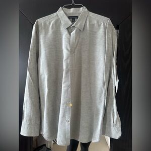 Banana Republic Light Grayish Green Casual Button Down Linen Blend Shirt